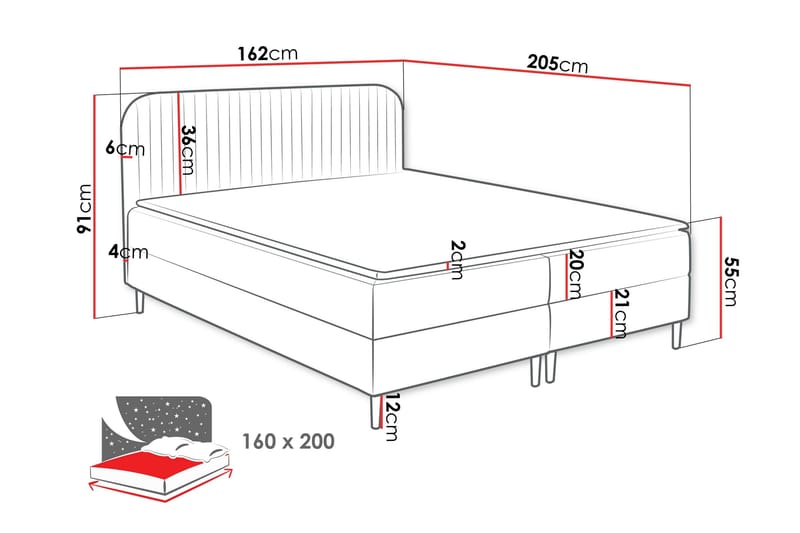 Celestine Förvaringssäng 160x200 cm - Grå - Products - Möbler - Säng - Komplett sängpaket