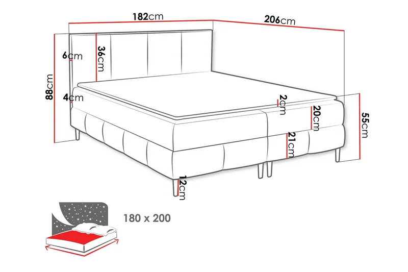 Celestine Förvaringssäng 180x200 cm - Grön - Products - Möbler - Säng - Komplett sängpaket