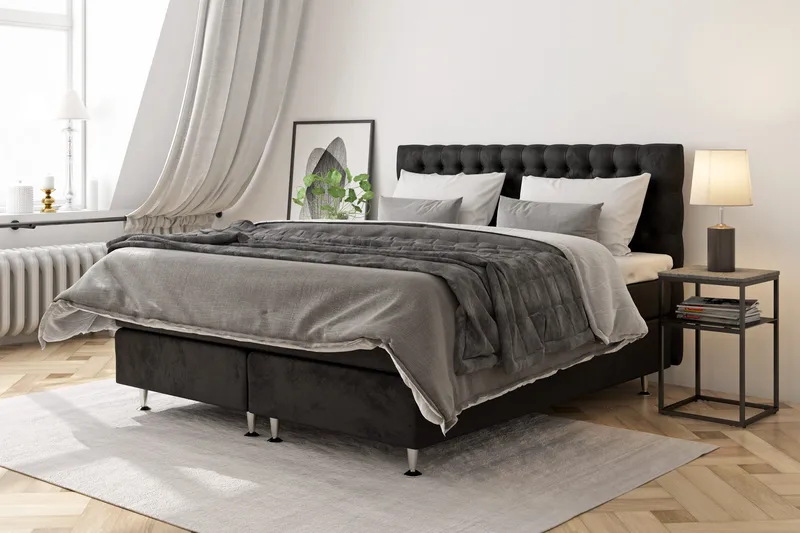 Celine Kontinentalsäng 140x200cm - Svart/Sammet - Products - Möbler - Säng - Kontinentalsäng