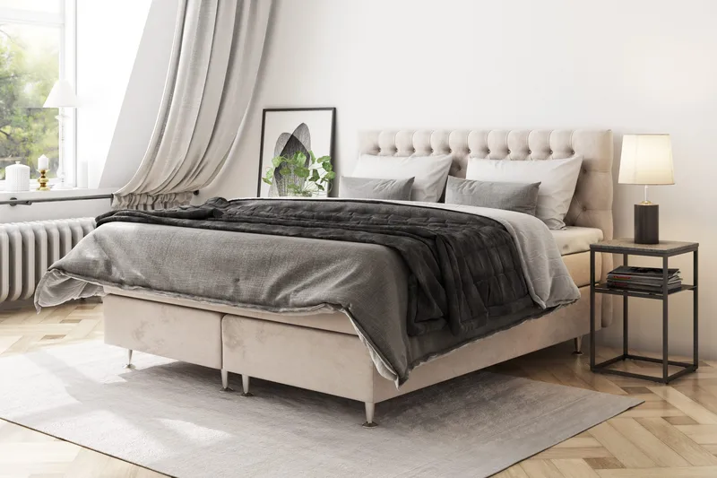 Celine Kontinentalsäng 160x200cm - Beige/Sammet - Products - Möbler - Säng - Kontinentalsäng