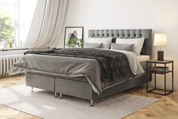 Celine Sängpaket 140x200cm - Grå/Sammet - Products - Möbler - Säng - Kontinentalsäng
