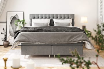 Celine Sängpaket 180x200 cm - Grå/Sammet - Products - Möbler - Säng - Kontinentalsäng