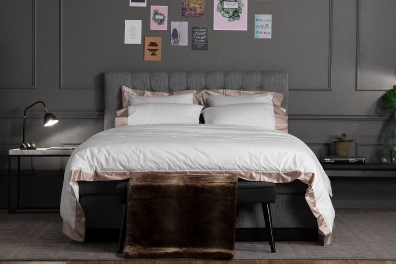 Charleston Kontinentalsäng 180x200 Fast Polyeterskum - Ljusgrå - Products - Möbler - Säng - Kontinentalsäng