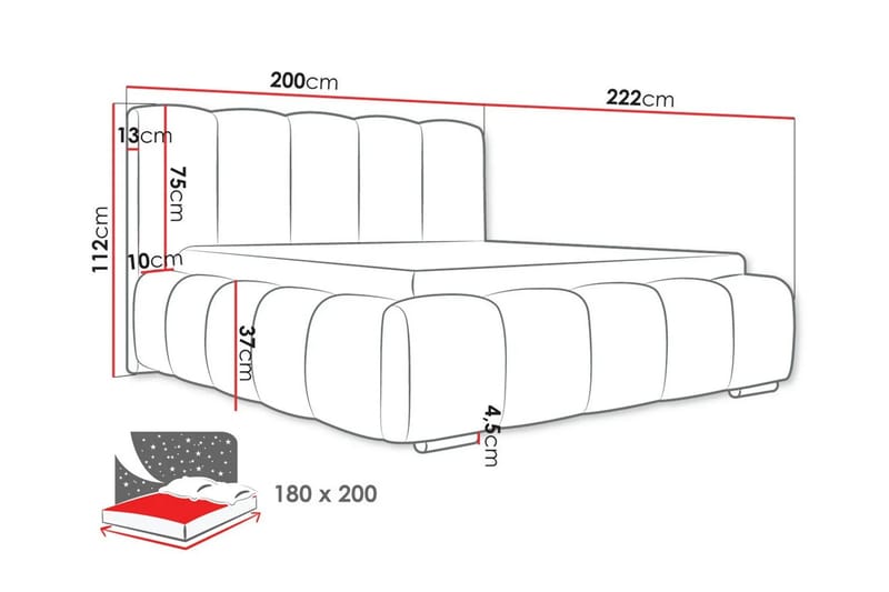 Cleaton Bubblig Sängram 180x200 cm med Förvaring HVILA Skummadrass och Bäddmadrass i Polysterskum med Tvättbar klädsel - Beige/Vit - Products - Möbler - Säng - Komplett sängpaket