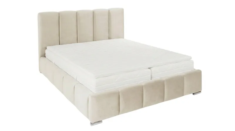 Cleaton Bubblig Sängram 180x200 cm med Förvaring HVILA Pocketresårmadrass och Bäddmadrass i Polysterskum med Tvättbar klädsel - Beige/Vit - Products - Möbler - Säng - Komplett sängpaket
