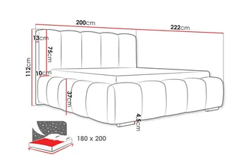 Cleaton Sängram 180x200 cm med Förvaring HVILA Skummadrass och Bäddmadrass i Latex med Tvättbar klädsel - Grå/Vit - Products - Möbler - Säng - Komplett sängpaket