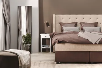 Cuba Sängpaket 140x200 med Två Bruna Kuddar - (+Fler val) Beige/Brun - Products - Möbler - Säng - Kontinentalsäng