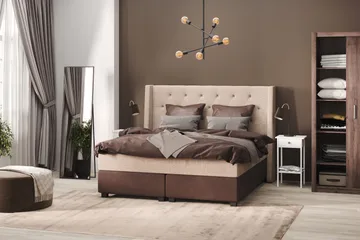 Cuba Sängpaket 140x200 med Två Bruna Kuddar - (+Fler val) Beige/Brun - Products - Möbler - Säng - Kontinentalsäng