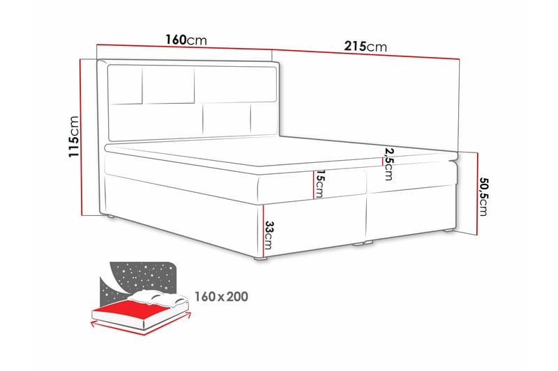 Deco Kontinentalsäng 160x215cm - Svart - Products - Möbler - Säng - Säng med förvaring
