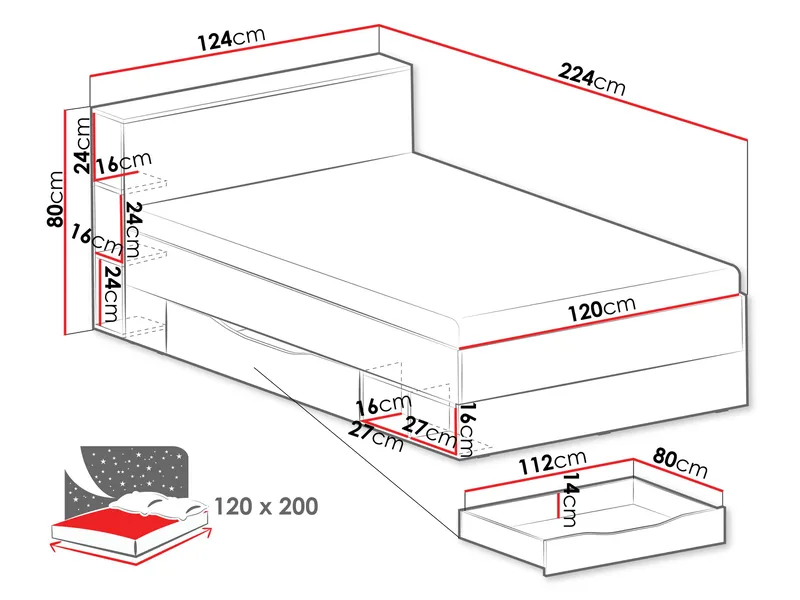 Edson Sängram 120x200 cm - Products - Möbler - Säng - Säng med förvaring