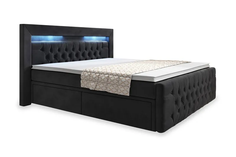 Franco Sängpaket med förvaring LED-belysning 160x200 cm - 160x200 Svart (+Fler val) - Products - Möbler - Säng - Säng med förvaring