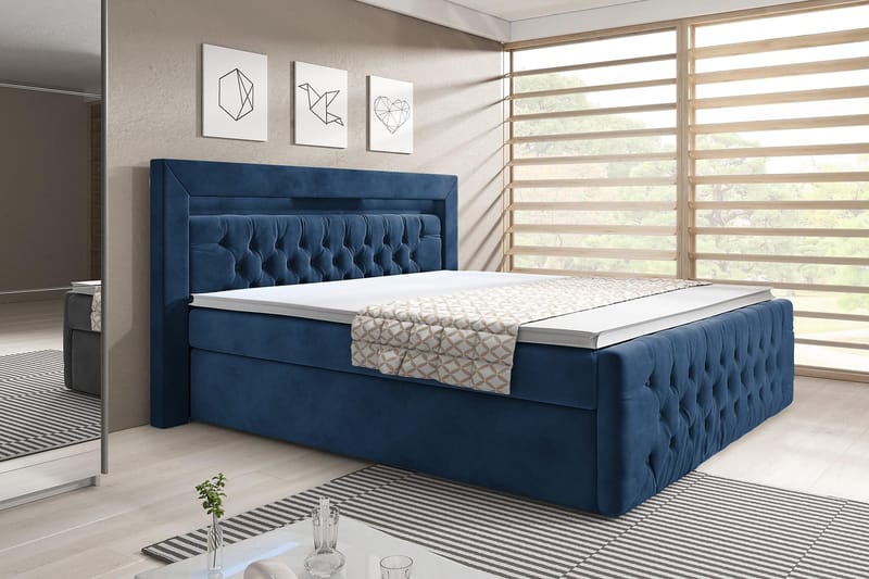 Franco Sängpaket med förvaring LED-belysning 180x200 cm - 180x200 Mörkblå (+Fler val) - Products - Möbler - Säng - Säng med förvaring