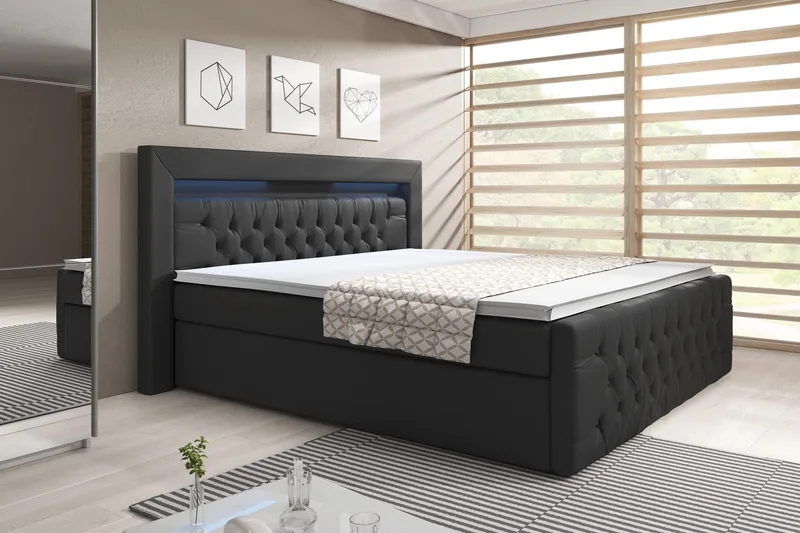 Franco Sängpaket med förvaring LED-belysning 180x200 cm - 180x200 Svart (+Fler val) - Products - Möbler - Säng - Säng med förvaring