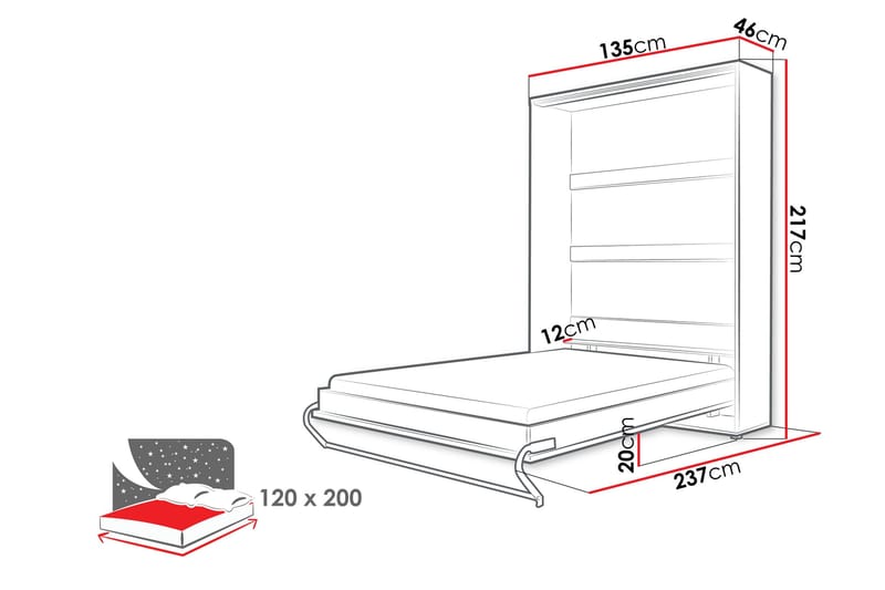 Rauk Sängskåp 135x46 cm - Grå - Products - Möbler - Säng - Gästsäng & extrasäng - Sängskåp