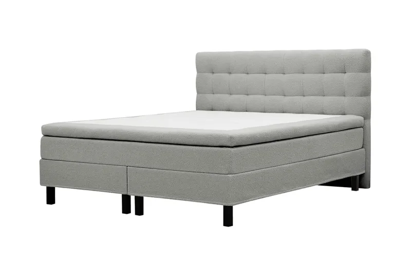 Hilton Komplett Sängpaket 160x200 cm Kontinentalsäng med rutad sänggavel - Grå / Teddy - Products - Möbler - Säng - Kontinentalsäng