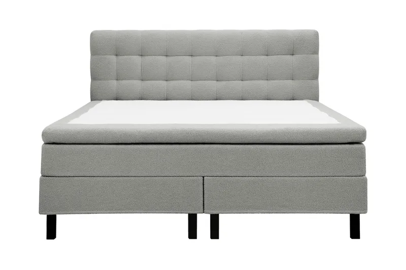 Hilton Komplett Sängpaket 160x200 cm Kontinentalsäng med rutad sänggavel - Grå / Teddy - Products - Möbler - Säng - Kontinentalsäng