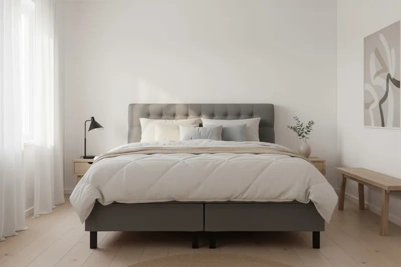 Hilton Komplett Sängpaket 180x200 cm Kontinentalsäng med diamant sänggavel - Grå - Products - Möbler - Säng - Kontinentalsäng