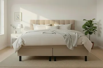 Hilton Komplett Sängpaket 180x200 cm Kontinentalsäng med rutad sänggavel - Beige - Products - Möbler - Säng - Kontinentalsäng