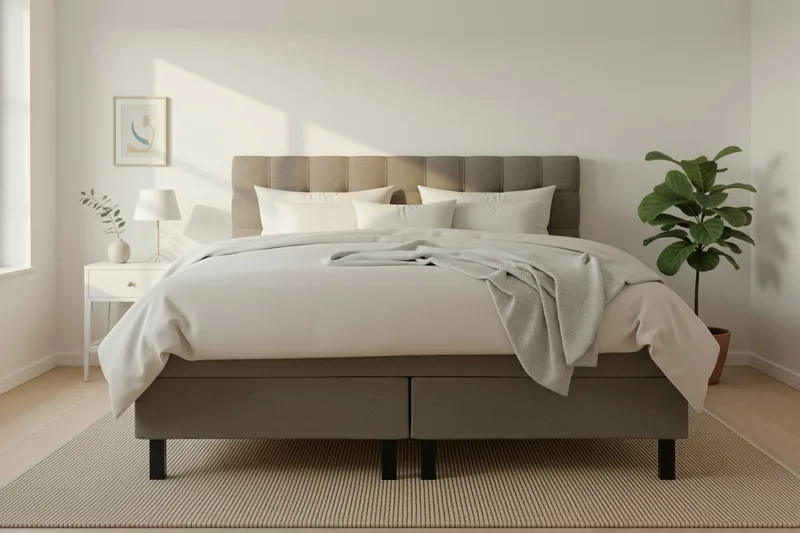Hilton Komplett Sängpaket 180x200 cm Kontinentalsäng med rutad sänggavel - Brun - Products - Möbler - Säng - Kontinentalsäng