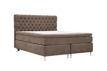 Hilton Lyx Komplett Sängpaket 160x200 cm Kontinentalsäng med knappad sänggavel i chenille - Mörkbrun - Products - Möbler - Säng - Kontinentalsäng