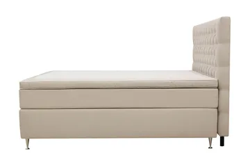 Hilton Lyx Komplett Sängpaket 160x200 cm Kontinentalsäng med knappad sänggavel i sammet - Beige / Sammet - Products - Möbler - Säng - Kontinentalsäng