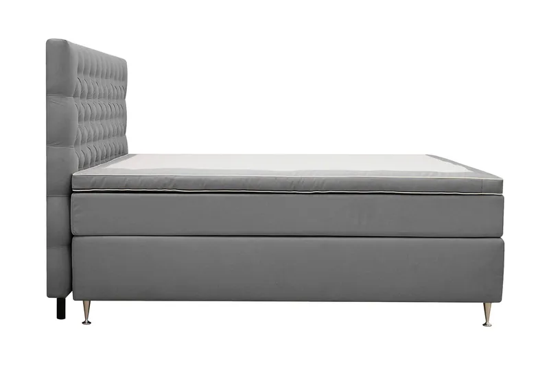 Hilton Lyx Komplett Sängpaket 160x200 cm Kontinentalsäng med knappad sänggavel i sammet - Ljusgrå / Sammet - Products - Möbler - Säng - Kontinentalsäng