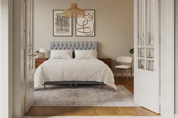 Hilton Lyx Komplett Sängpaket 180x200 cm Kontinentalsäng med knappad sänggavel - Grå - Products - Möbler - Säng - Kontinentalsäng