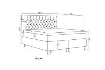 Hilton Lyx Kontinentalsäng 160x200 cm - Grå - Products - Möbler - Säng - Kontinentalsäng