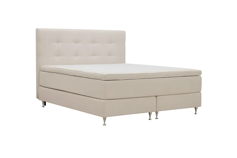 Hilton Premium Komplett Sängpaket 180x200 cm Kontinentalsäng med Sänggavel - Ljusbeige Bouclé - Products - Möbler - Säng - Kontinentalsäng