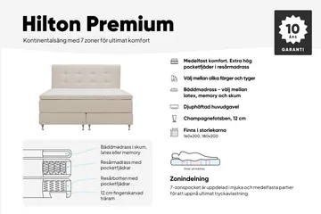Hilton Premium Komplett Sängpaket 160x200 cm Kontinentalsäng med Sänggavel - Ljusbeige Bouclé - Products - Möbler - Säng - Kontinentalsäng