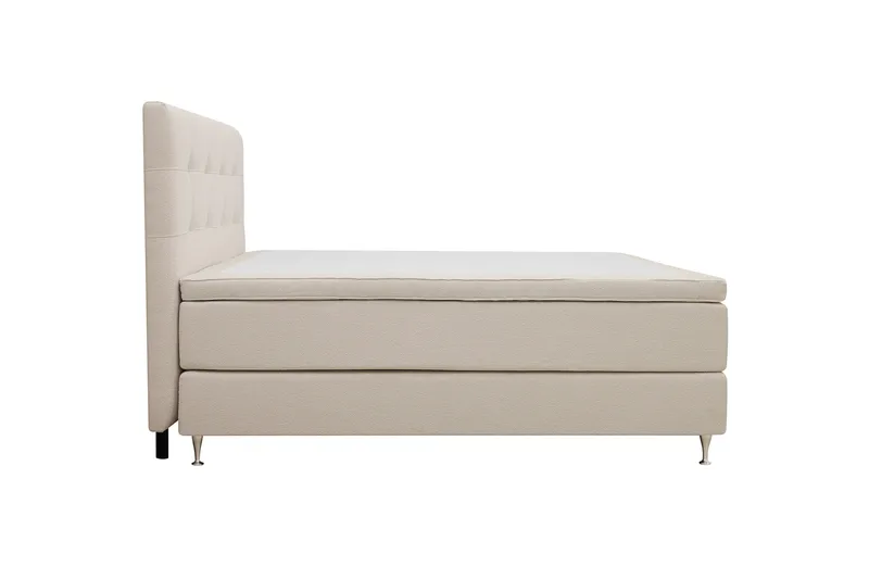 Hilton Premium Komplett Sängpaket 160x200 cm Kontinentalsäng med Sänggavel - Ljusbeige Bouclé - Products - Möbler - Säng - Kontinentalsäng