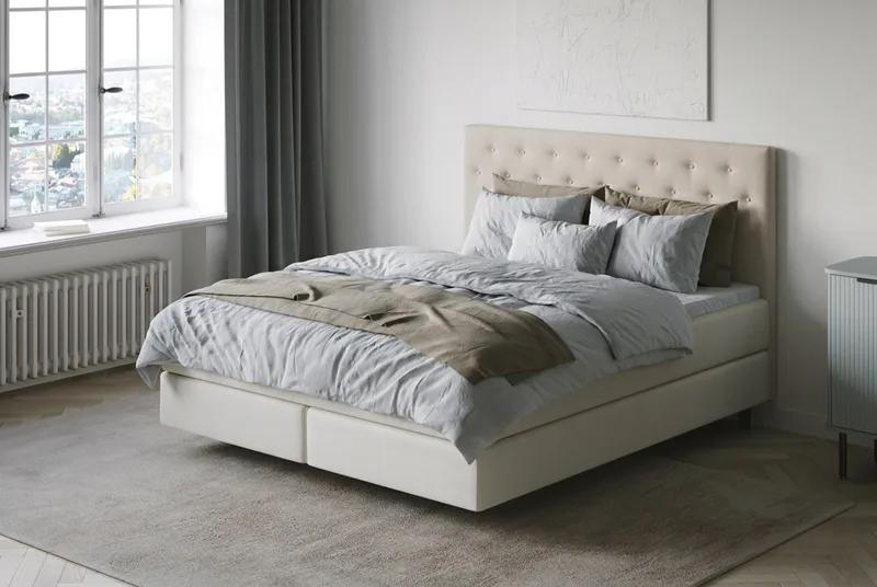 HVILA Premium Sängpaket Kontinentalsäng 180x200 cm med svävande effekt inkl. Bäddmadrass i Memoryskum med Tvättbar klädsel - Memoryskum - Products - Möbler - Säng - Komplett sängpaket