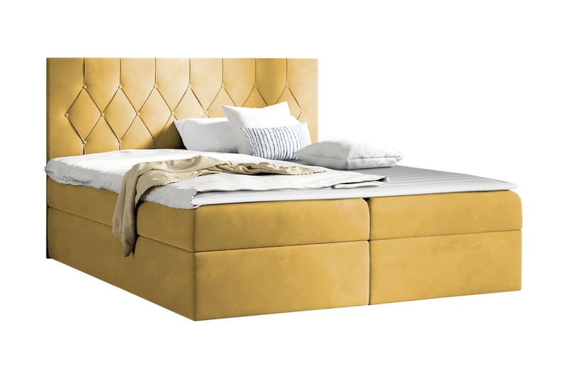 Jitendera Sängpaket Kontinentalsäng 200x200 cm med Förvaring - Gul - Products - Möbler - Säng - Komplett sängpaket