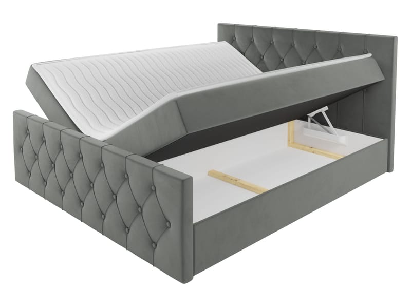 Jitendra Sängpaket Kontinentalsäng 140x200 cm med Förvaring - Grå - Products - Möbler - Säng - Komplett sängpaket