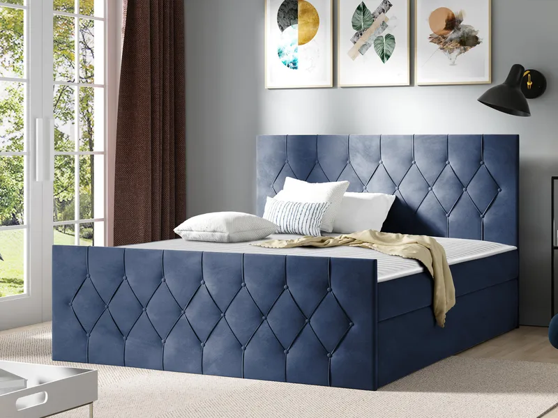 Jitendra Sängpaket Kontinentalsäng 180x200 cm med Förvaring - Blå - Products - Möbler - Säng - Komplett sängpaket