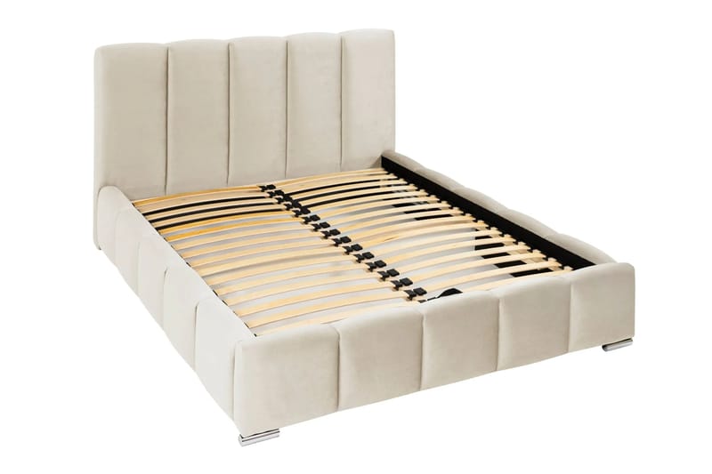 Cleaton Sängram 180x200 cm med Förvaring HVILA Skummadrass och Bäddmadrass i Polysterskum Vändbar Sommar & Vintersida och Tvättbar klädsel - Grå/Vit - Products - Möbler - Säng - Komplett sängpaket