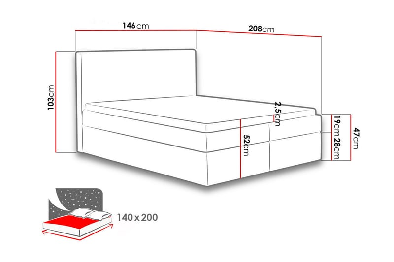 Laargard Kontinentalsäng medFörvaring 140x200 - Beige - Products - Möbler - Säng - Säng med förvaring