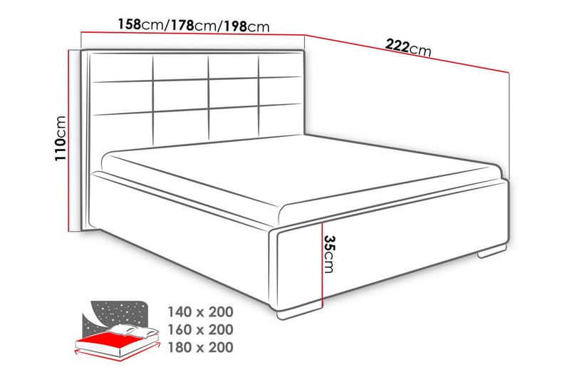 Laargard Kontinentalsäng medFörvaring 200x200 - Rosa - Products - Möbler - Säng - Säng med förvaring