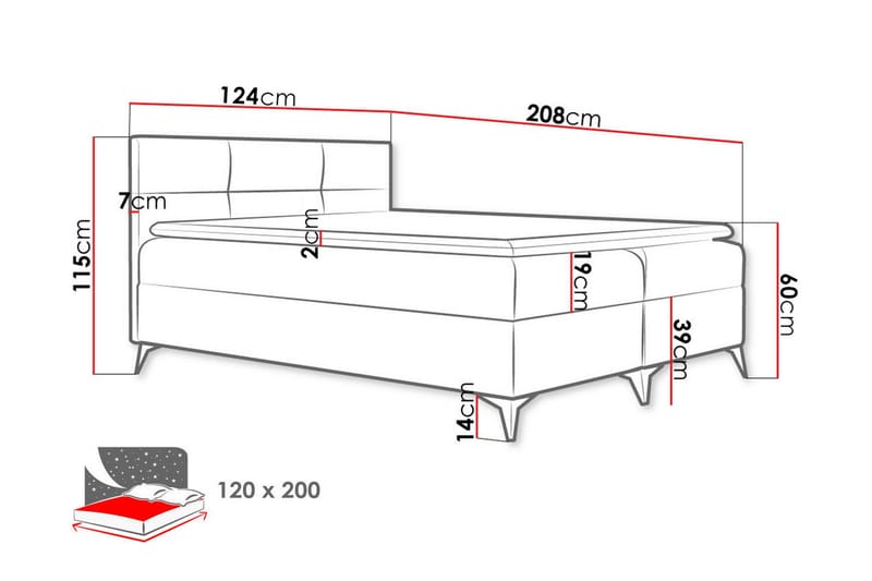 Leckersbo Komplett Sängpaket Kontinentalsäng med förvaring 120x200 cm - Röd - Products - Möbler - Säng - Komplett sängpaket