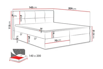 Leckersbo Komplett Sängpaket Kontinentalsäng med förvaring 140x200 cm - Svart - Products - Möbler - Säng - Komplett sängpaket
