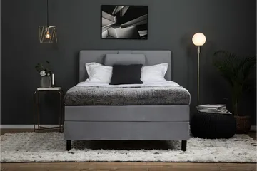 Lucky Komplett Sängpaket 120x200 Memory Slät Sänggavel  N - Nackkudde Stor Mellangrå - Products - Möbler - Säng - Enkelsäng