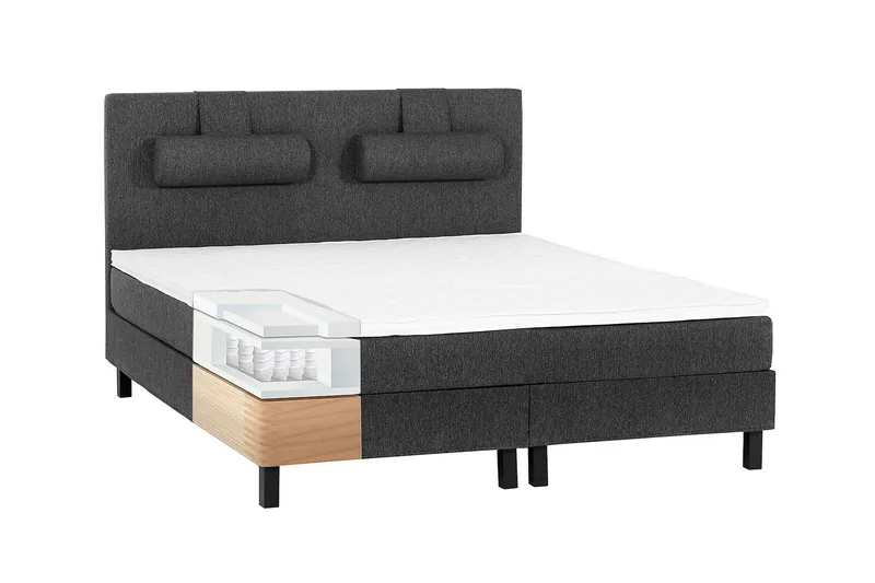 Lucky Komplett Sängpaket 120x200 Memory Slät Sänggavel  S - Svart/Grå - Products - Möbler - Säng - Enkelsäng
