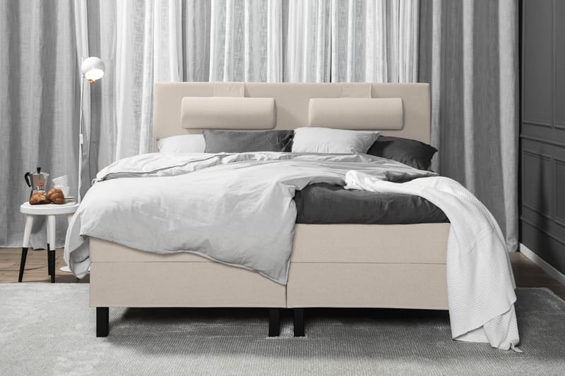 Lucky Komplett Sängpaket 160x200 Skum Slät Sänggavel - Nackkudde Stor Beige - Products - Möbler - Säng - Kontinentalsäng