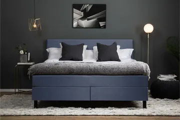 Lucky Komplett Sängpaket 160x200 Polyeter Slät Sänggavel - Mörkblå - Products - Möbler - Säng - Kontinentalsäng