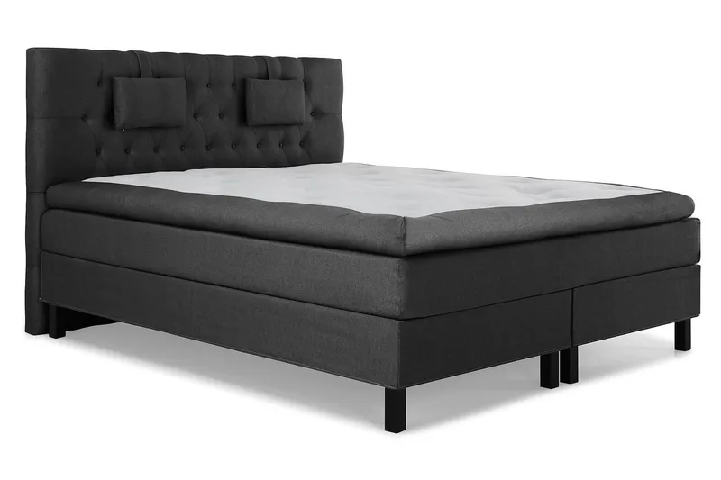 Lucky Komplett Sängpaket 180x200 Latex Diamant Sänggavel - Nackkudde Liten Svart/Grå - Products - Möbler - Säng - Kontinentalsäng