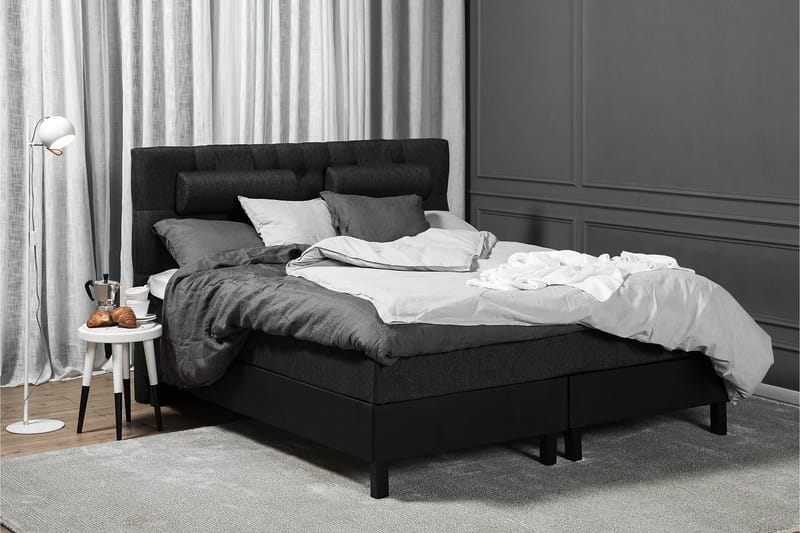 Lucky Komplett Sängpaket 180x200 Skum Diamant - Nackkudde Stor Svart/Grå/PU - Products - Möbler - Säng - Kontinentalsäng