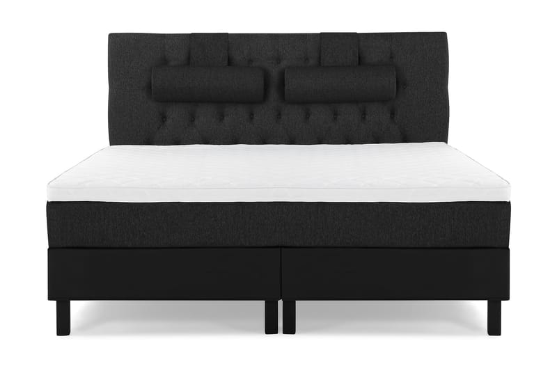 Lucky Komplett Sängpaket 180x200 Skum Diamant, Nackkudde Stor Svart/Grå/PU