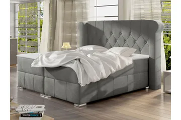 Lyckorna Kontinentalsäng 160x200 cm LED-belysning - Grå - Products - Möbler - Säng - Säng med förvaring