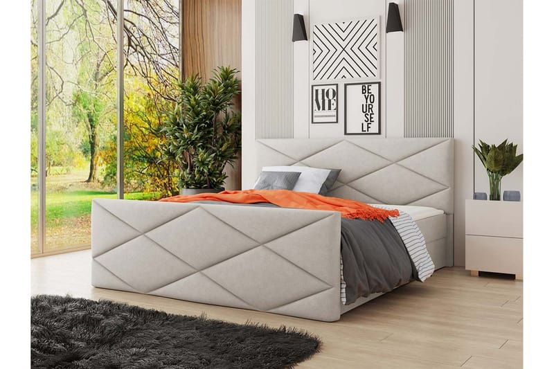 Milano Kontinentalsäng 140x200 cm med Sänggavel - Beige - Products - Möbler - Säng - Säng med förvaring
