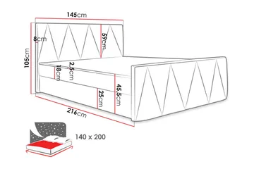 Milano Kontinentalsäng 140x200 cm med Sänggavel - Rosa - Products - Möbler - Säng - Säng med förvaring